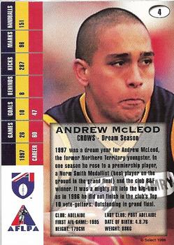 1998 Select AFL Signature Series #4 Andrew McLeod Back